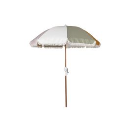 DKD Home Decor Parasol de Terraza y Jardín Multicolor 198x198x266 cm de Aluminio, Madera y Poliéster con Flecos
