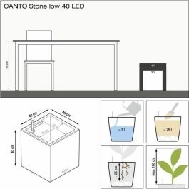 Macetero LECHUZA Canto Stone Cube 40 - kit LED completo, blanco cuarzo