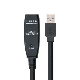 Nanocable 10.01.0312 Cable Alargador Activo USB 3.0 Macho a Hembra Tipo A de 10m - Amplificador de Señal 5Gbps Negro