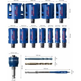 Bosch Professional 4059952536354 Juego de Sierras de Corona para Construcción Experto 11 Piezas Diámetro 20-76mm