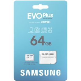 Samsung MB-MC64SA/EU Tarjeta Memoria microSD EVO Plus 2023 64GB 160MB/s Clase 10 U3 V30 A2 con Adaptador SD