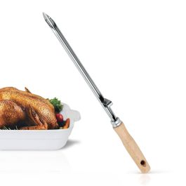 Metaltex Aguja de mechar carne 33cm acero inoxidable con mango de madera