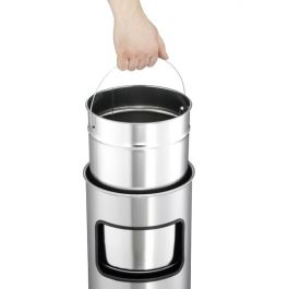 Durable Papelera Safe con Cenincero, Redonda, Plata, 17 L