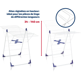 Leifheit Secadora de Pie Classic 250 Flex 81409 Blanco Red de Lavandería 25m Fácil Apertura Cierre