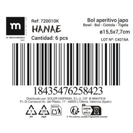 La Mediterranea Bol Aperitivo Japo 15.5 x 7.7 cm S. 6 D"Han (18 Unidades)