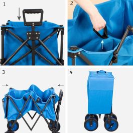 Carro Multiusos Aktive Azul Negro Poliéster PVC Acero 88 x 108 x 47 cm Plegable Playa Carro Multiusos Aktive Azul Negro Poliéster PVC Acero 88 x 108 x 47 cm Plegable Playa