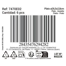 Plato Black Clay Ø26,5x2,8 cm - Inde (12 Unidades)
