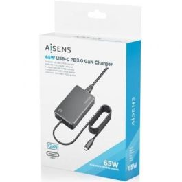 Aisens ASCH-1PD65D068-BK Cargador Sobremesa GaN 65W PD3.0 1xUSB-C Negro para Portátiles y Móviles