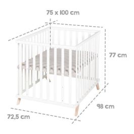 Roba Parque Infantil 75x100 cm Gris 'Lil Planet' ROB4005317333557 - Madera Lacada en Blanco con Alfombra de Juegos