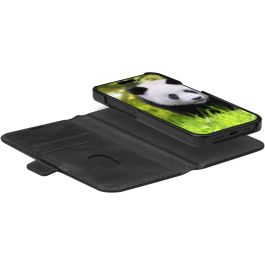 dbramante1928 Funda Libro Cuero Negro para iPhone 16e 6.1" con 3 Bolsillos Tarjetas