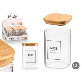 Bote Cuadrado Borosilicato Tapa Bambu Rice 1,2L Vivalto 10X15CM (12 Unidades) Precio: 40.49999954. SKU: B1HZTX7SMM