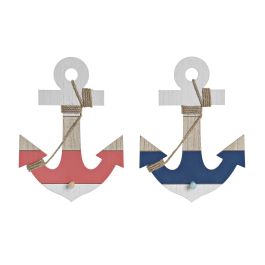 DKD Home Decor Perchero de Pared Mediterráneo con Ancla de MDF y Cuerda en Rojo y Azul, 4 x 35 x 25 cm (Set de 4 Unidades) Precio: 14.40384. SKU: B1BAGX9LZR