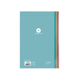 Antartik Recambio A4 100 Hojas 90gr Puntos 4 Taladros Bandas de 5 Colores