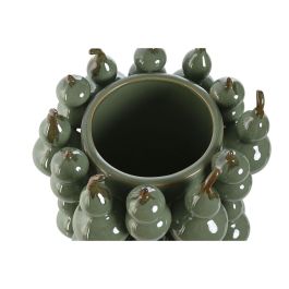 DKD Home Decor Jarrón de Gres Tropical Verde con Forma de Calabaza, Decoración del Hogar, 25 x 30 x 25 cm