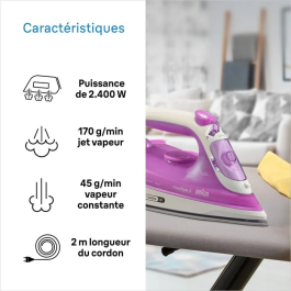 Braun Plancha de Vapor FI3124 - Potencia 2400 W - Suela Supercerámica - Depósito 270 ml - Autolimpieza