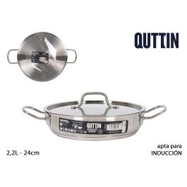 Quttin Cacerola Baja con Tapa de Acero Inoxidable para Inducción, Ø24 cm, 2.2 Litros - Línea Hotel (4 Unidades) Precio: 64.49999985. SKU: B1KNW9T6FJ