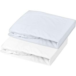 Juego de 2 sábanas bajeras - P'TIT DODO - Jersey - 70 x 140 cm - Blanco / Azul claro Precio: 25.4999998. SKU: B12TE6XAL8
