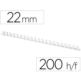 Q-connect Canutillo Redondo 22 mm Plástico Blanco Capacidad 200 Hojas Caja 50 Unidades
