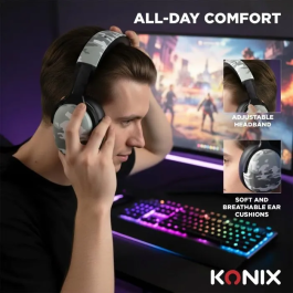 Konix Auriculares para Juegos con Cable KON3328170307123 para PS5, Switch 2, Xbox Series X|S, Nexus, Controladores de 40 mm, Micrófono de 1,5 m
