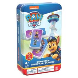 Spin Master 6067468 Dominó Patrulla Canina 28 Fichas Plástico en Caja Metal para Niños +4 Años