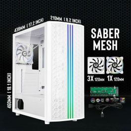 Caja de PC sin fuente de alimentación - BITFENIX Sabre Mesh (Blanco) - Torre media - Formato ATX Caja de PC sin fuente de alimentación - BITFENIX Sabre Mesh (Blanco) - Torre media - Formato ATX