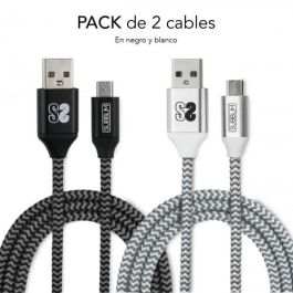 Subblim Cable USB A Micro USB 1m (2.4A) Pack 2 Unidades SUB-CAB-1MU001 Negro/Plata Carga Rápida