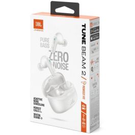JBL Tune Beam 2 Auriculares In-Ear Inalámbricos Bluetooth 5.3 Blancos, Resistencia IP54, Cancelación Ruido Adaptativa