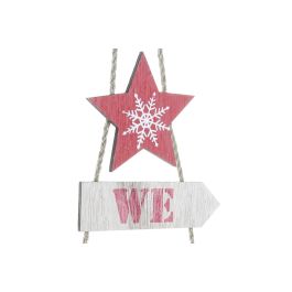 DKD Home Decor Set de 12 Adornos Navideños Colgantes Tradicionales, Decoración Rojo Natural de MDF y Cuerda, 47x27 cm