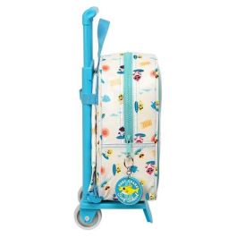 Mochila Escolar con Ruedas Baby Shark Surfing Azul Blanco 22 x 27 x 10 cm