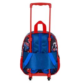 Marvel Spiderman Mochila 3D con Ruedas Pequeña Wall, Rojo, 7L, 10x25x30 cm