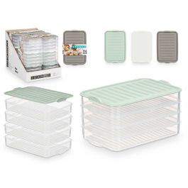 Tupper Leknes 4 Niveles 750 ml, 23x12.5x15.5 cm, Blanco/Transparente/Gris/Verde (12 Unidades) Precio: 34.50000037. SKU: B16RHPN6BT