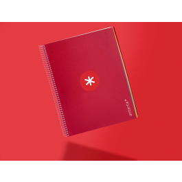 Antartik Cuaderno espiral micro a4 tapa forrada 120h cuadro 5mm 5 bandas 4 taladros color frambuesa