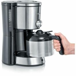 Severin KA4845 Cafetera de filtro con jarra isotérmica, Selector de aroma, 1 L, 1000 W, Acero inoxidable / Negro