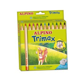 Alpino Lápices de Colores Trimax 177 mm, Estuche con Sacapuntas, Surtidos, 12 Unidades