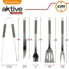 Utensilios para barbacoas Aktive Silicona Acero Inoxidable 12 Unidades 7,5 x 35 x 1,9 cm (5 Piezas) Utensilios para barbacoas Aktive Silicona Acero Inoxidable 12 Unidades 7,5 x 35 x 1,9 cm (5 Piezas)