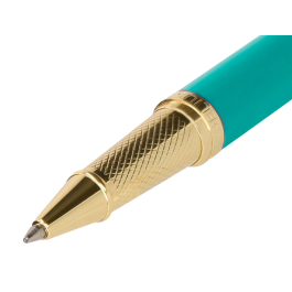Belius Bolígrafo y Estuche Soiree Art Deco Turquesa y Dorado Tinta Azul Caja de Diseño