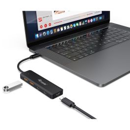 Equip 128966 Hub USB 4 Puertos Tipo-C y Tipo-A 3.2 Gen 2 (10Gbps) para PC/Laptop Negro Plug & Play