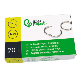Liderpapel Anilla Bisagra Niquelada Metálica Diámetro 20 mm Caja 20 Unidades