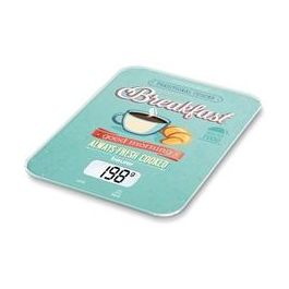 Beurer KS-19 BREAKFAST Balanza de Cocina, Vidrio Ultra Plano, Pantalla LCD, 5 kg, Función Tara