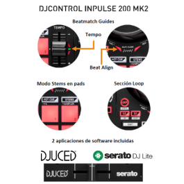 Hercules Consola DJ Control Impulse 200 MK2 Controlador DJ para Principiantes con Serato DJ Lite y DJUCED
