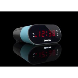 Lenco Radio Reloj Despertador Digital FM PLL LED con Alarma y Snooze, Pantalla LED, Negro/Azul