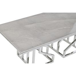 DKD Home Decor Mesa de Centro Moderna de Acero y Cristal Blanco Plateado para Salón | Medidas: Ancho 120 x Largo 60 x Alto 40 cm