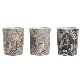 DKD Home Decor Vela Tropical Set de 3 Velas de Cera Beige, Negro y Marrón Surtidas 5x5x6 cm 45 gr