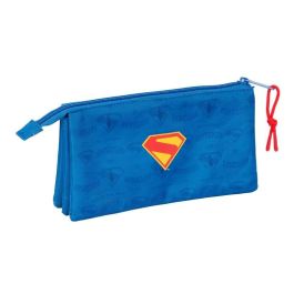 Safta Estuche Portatodo Escolar Superman con Triple Compartimento y Tres Cremalleras 120x220x30 mm
