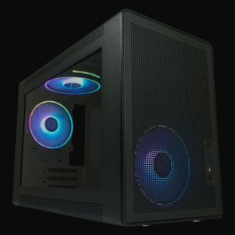 LC-Power LC-716MB-ON Micro Torre PC Negra para Gaming, micro ATX/Mini-ITX, Vidrio Templado, Ventana, Iluminación RGB