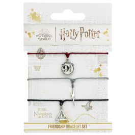 THE CARAT SHOP Set 3 Pulseras Amistad Harry Potter Reliquias de la Muerte, Plataforma 9 3/4 y Rayo, Aleación de Zinc y Nylon