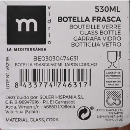 Botella Frasca 530 ml con tapón de corcho - La Mediterranea (16 Unidades) Botella Frasca 530 ml con tapón de corcho - La Mediterranea (16 Unidades)