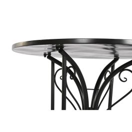 DKD Home Decor Mesa Redonda Comedor Terraza Jardín Exterior Metal Cerámica Negro Multicolor 80x76x80cm Desmontable