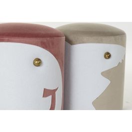 DKD Home Decor Reposapies Kids Rosa Palo Beige 36 x 43 x 36 cm (2 Unidades)