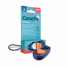 Coachi Multi-Clicker de Adiestramiento para Perros y Cachorros, Control de Volumen 3 Ajustes, Correa Muñeca Ajustable, Azul Oscuro Botón Coral